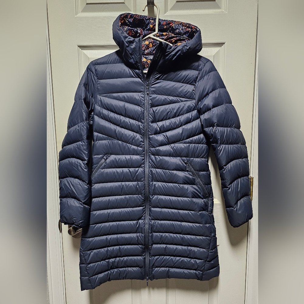 Lands' End Women's Packable Blue Gray Puffer Coat - Size Small Like New!